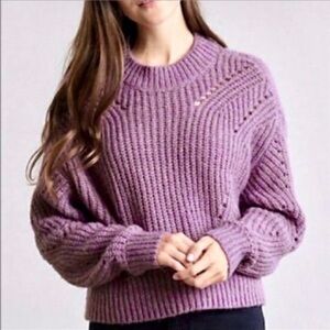 😊 Elizabeth and James Purple Shimmer Gold Crewneck Sweater